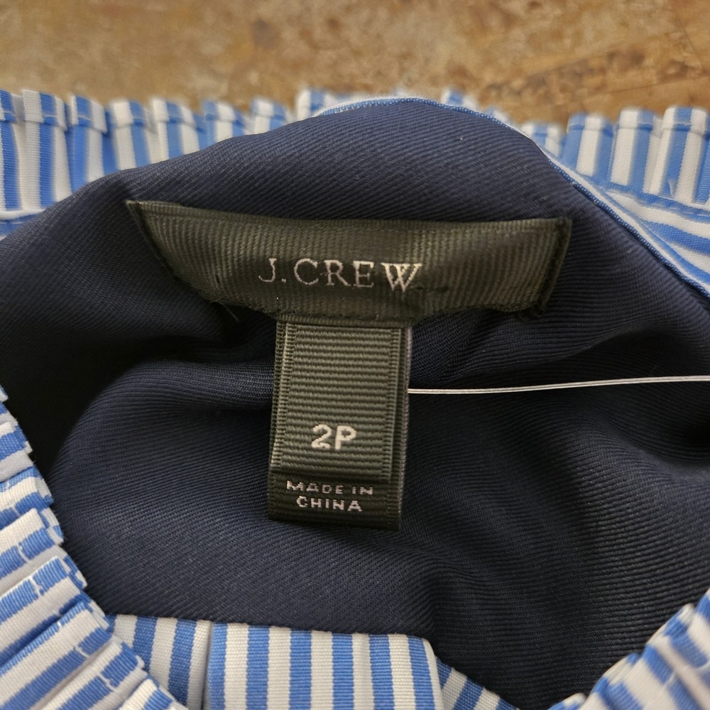 J. Crew sz 2P striped sleeveless tunic top NWT‎ pleats ruffles casual preppy - Picture 7 of 14